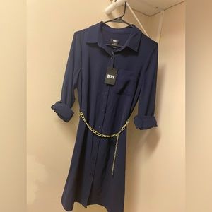 DKNY Navy Button Down Shirt Dress